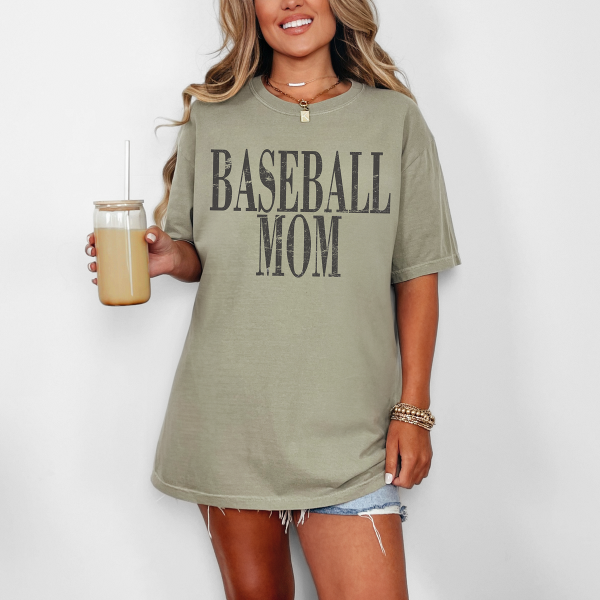 Distressed Baseball Mom Tee Shirt
